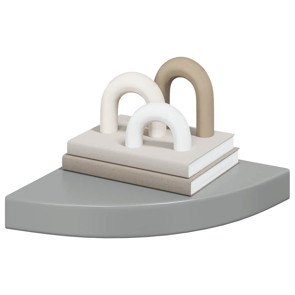Eck-Schweberegal Hochglanz-Grau 25x25x3,8 cm MDF