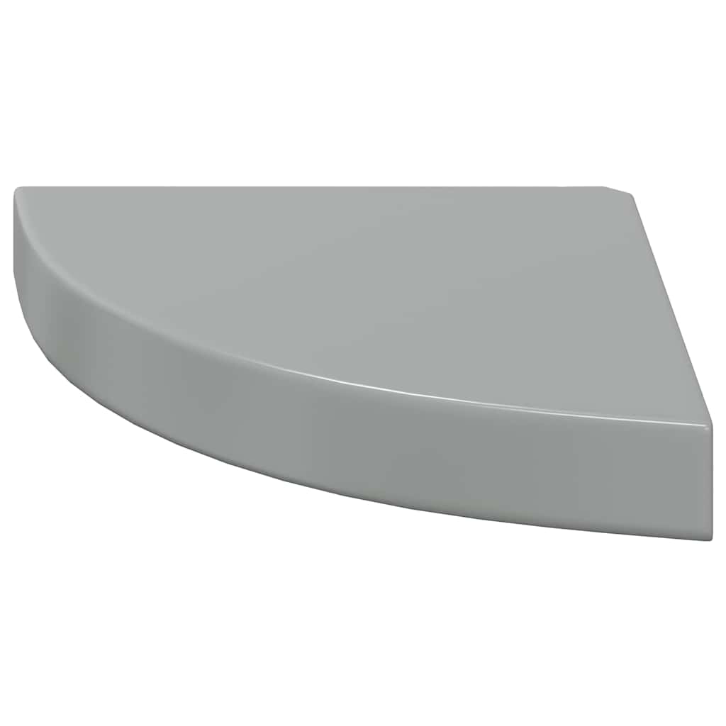 Eck-Schweberegale 2 Stk. Hochglanz-Grau 25x25x3,8 cm MDF