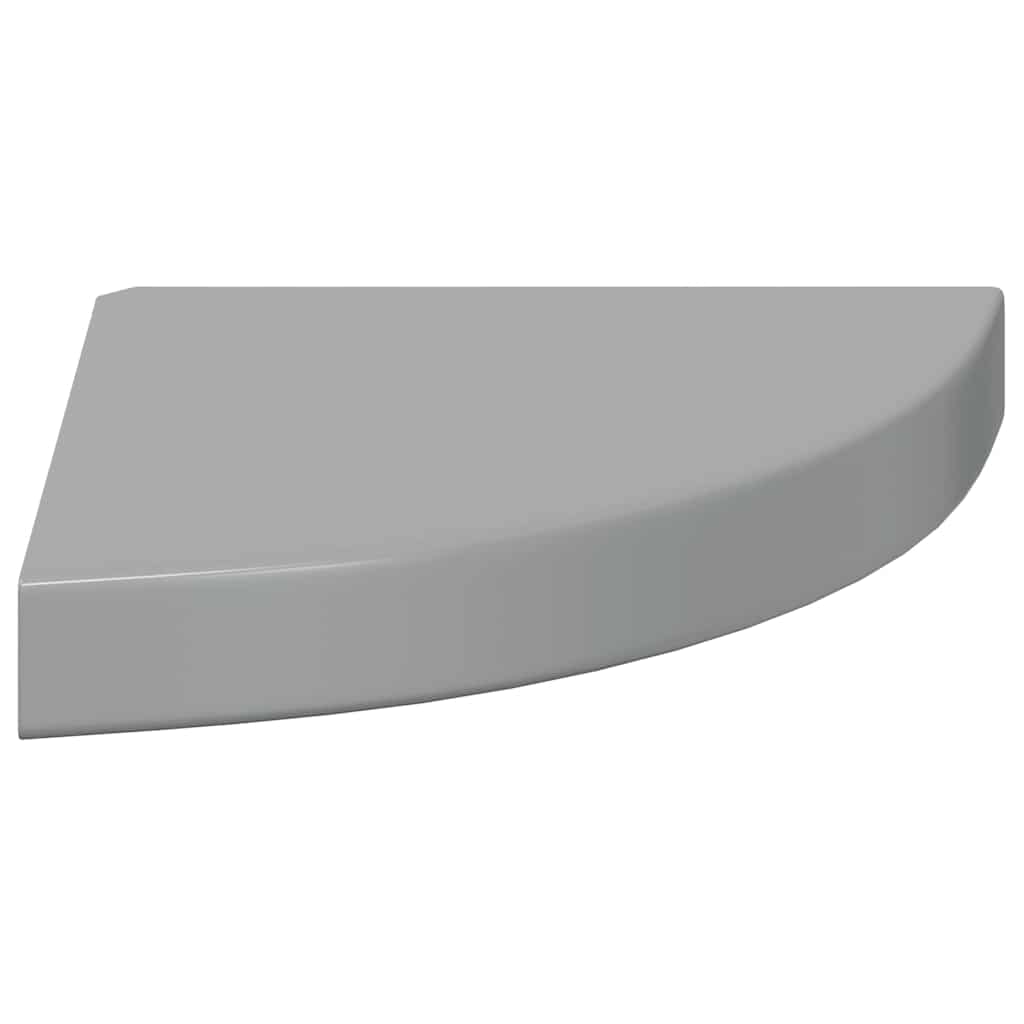 Eck-Schweberegale 2 Stk. Hochglanz-Grau 25x25x3,8 cm MDF