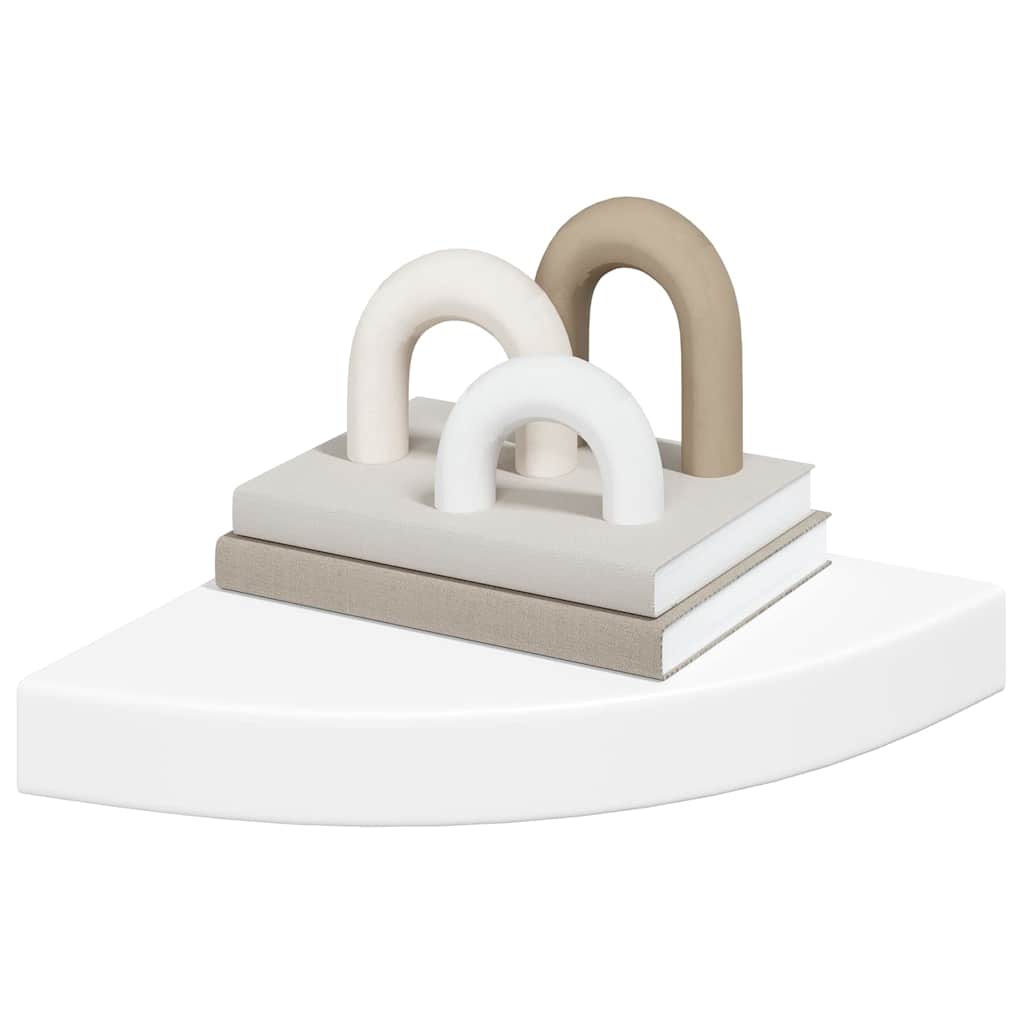 Eck-Schweberegale 2 Stk. Weiß 25x25x3,8 cm MDF
