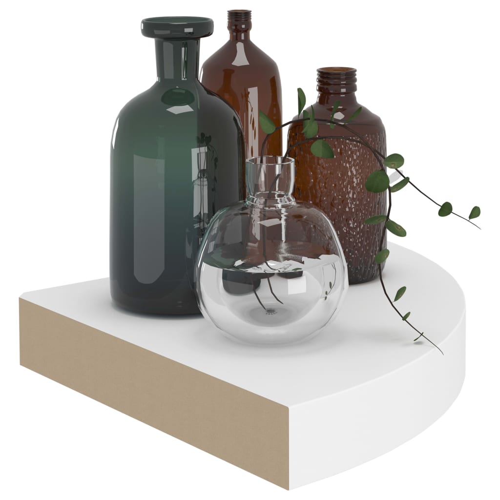 Étagères flottantes d'angle, lot de 2, blanches, 25 x 25 x 3,8 cm, en MDF