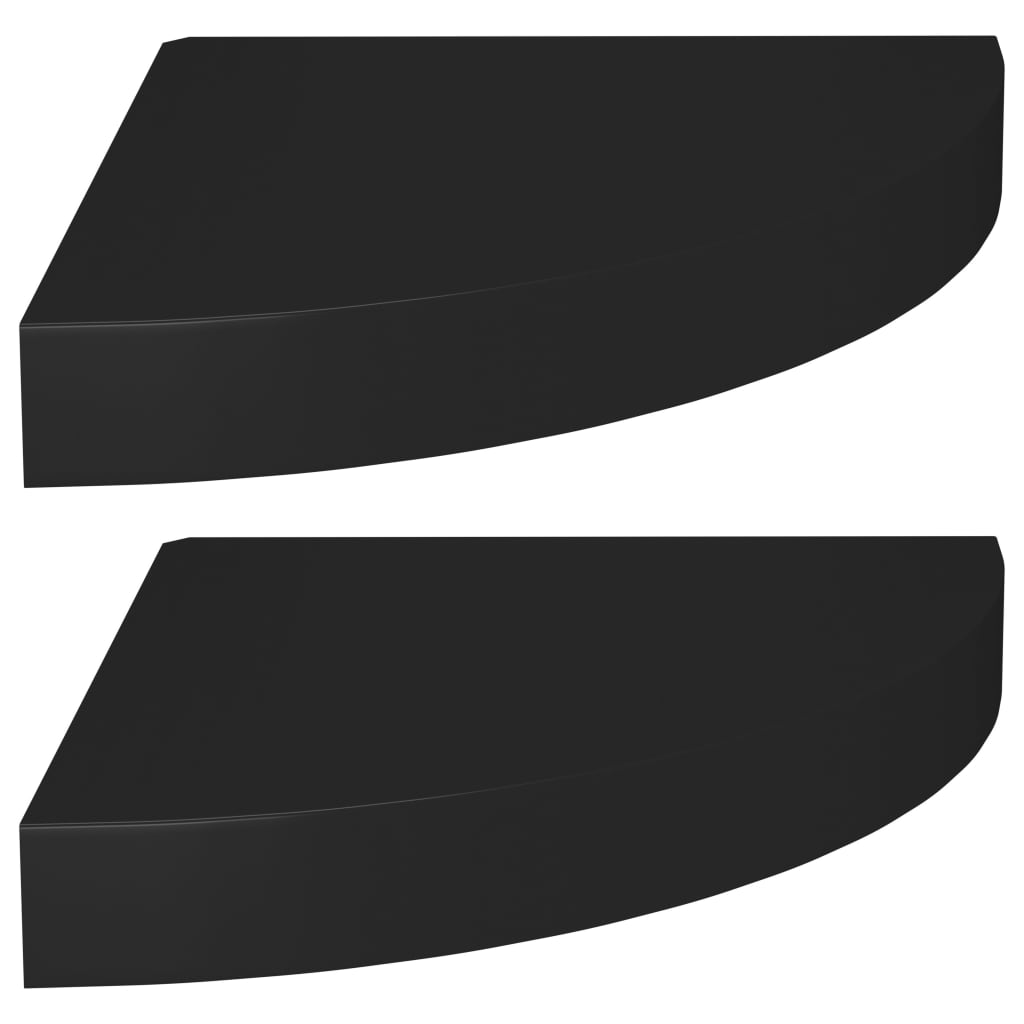 Étagères flottantes d'angle, lot de 2, noires, 25 x 25 x 3,8 cm, MDF