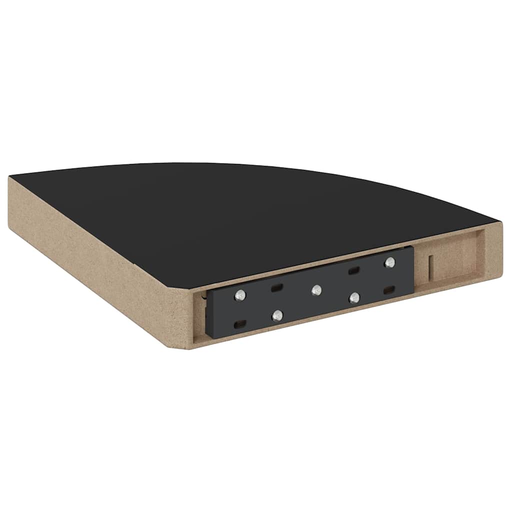 Eck-Schweberegale 2 Stk. Schwarz 25x25x3,8 cm MDF