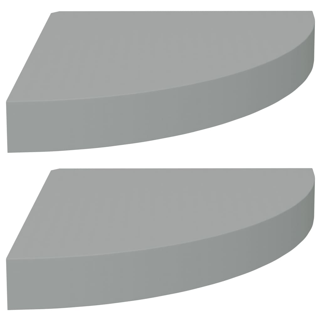 Étagères flottantes d'angle, lot de 2, gris, 25 x 25 x 3,8 cm, MDF