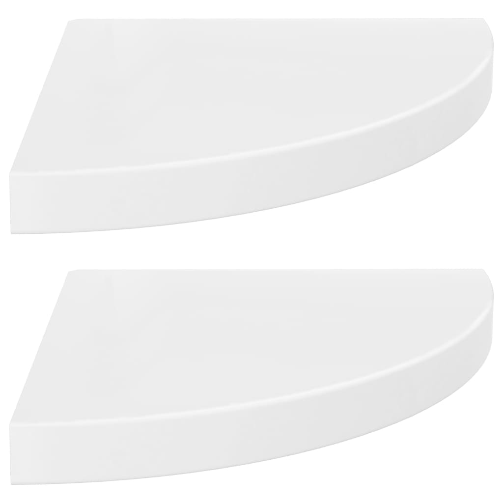 Étagères d'angle flottantes, lot de 2, blanc brillant, 35 x 35 x 3,8 cm, MDF