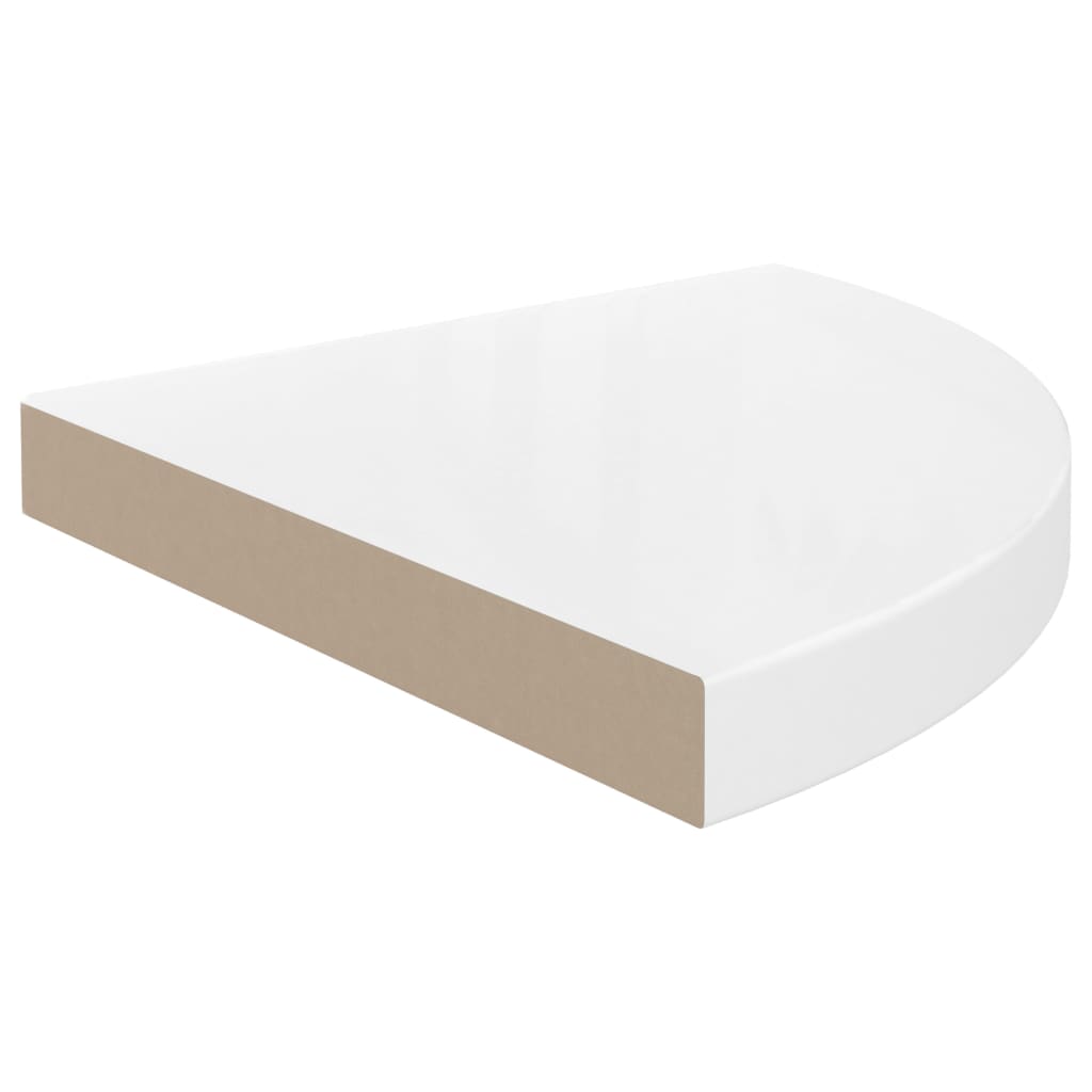 Étagères d'angle flottantes, lot de 2, blanc brillant, 35 x 35 x 3,8 cm, MDF
