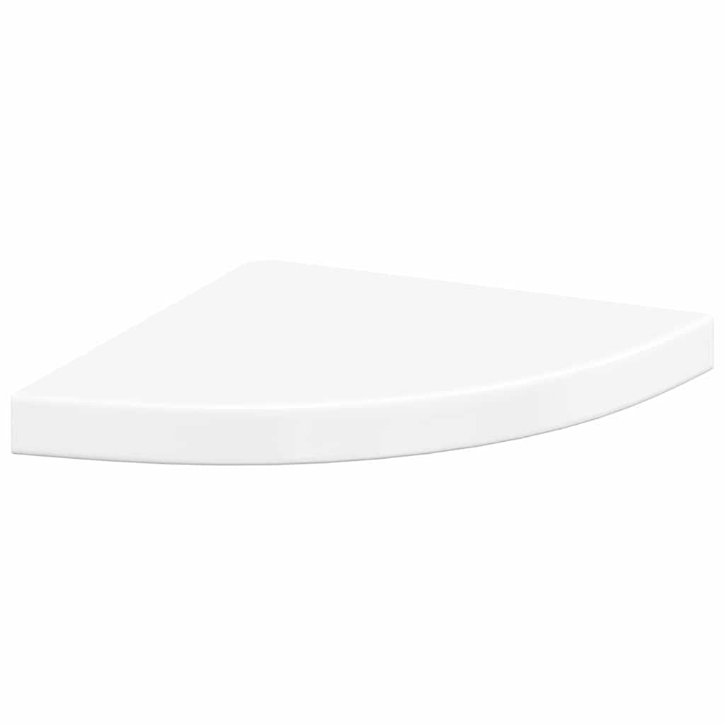 Eck-Schweberegale 2 Stk. Hochglanz-Weiß 35x35x3,8 cm MDF