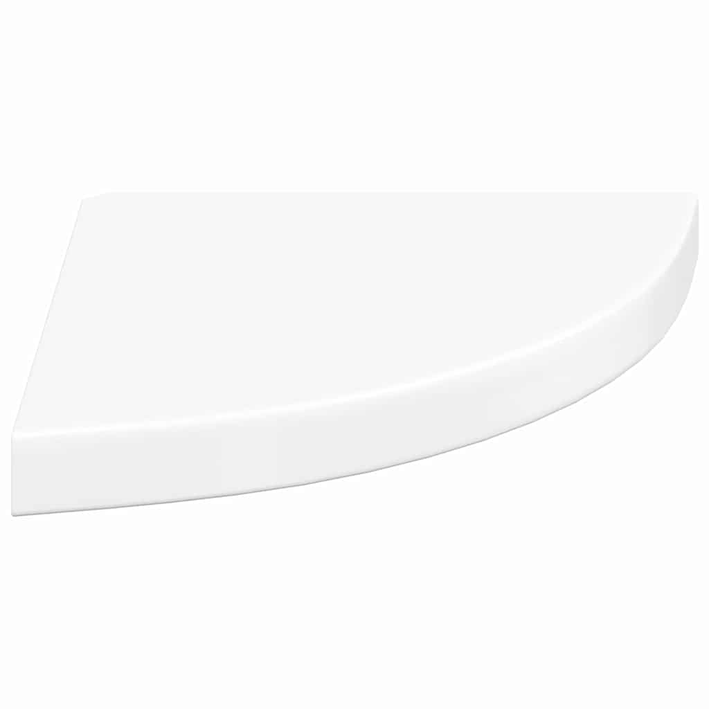 Eck-Schweberegale 2 Stk. Hochglanz-Weiß 35x35x3,8 cm MDF