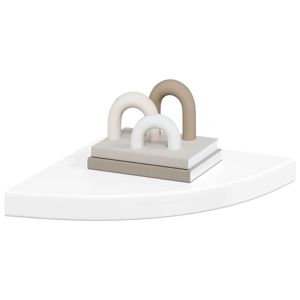 Eck-Schweberegale 4 Stk. Hochglanz-Weiß 35x35x3,8 cm MDF