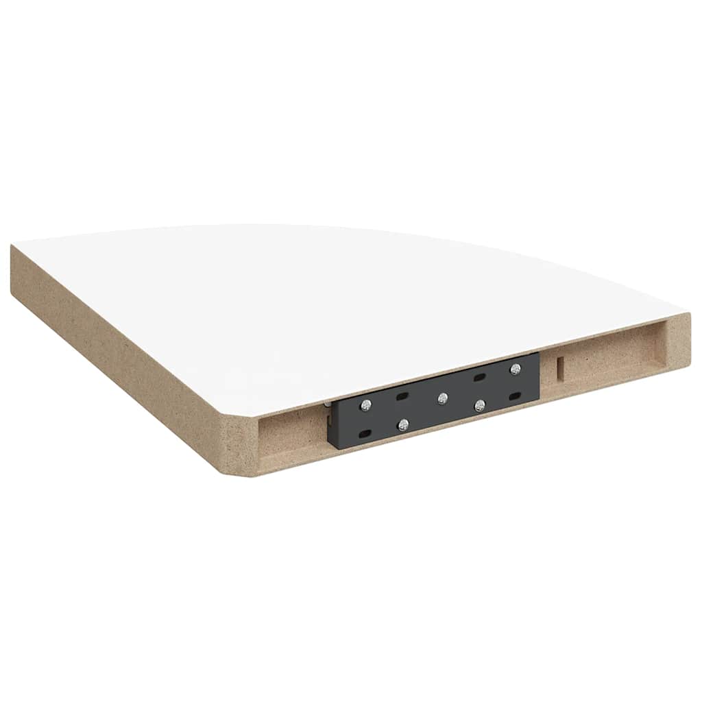 Eck-Schweberegale 4 Stk. Hochglanz-Weiß 35x35x3,8 cm MDF