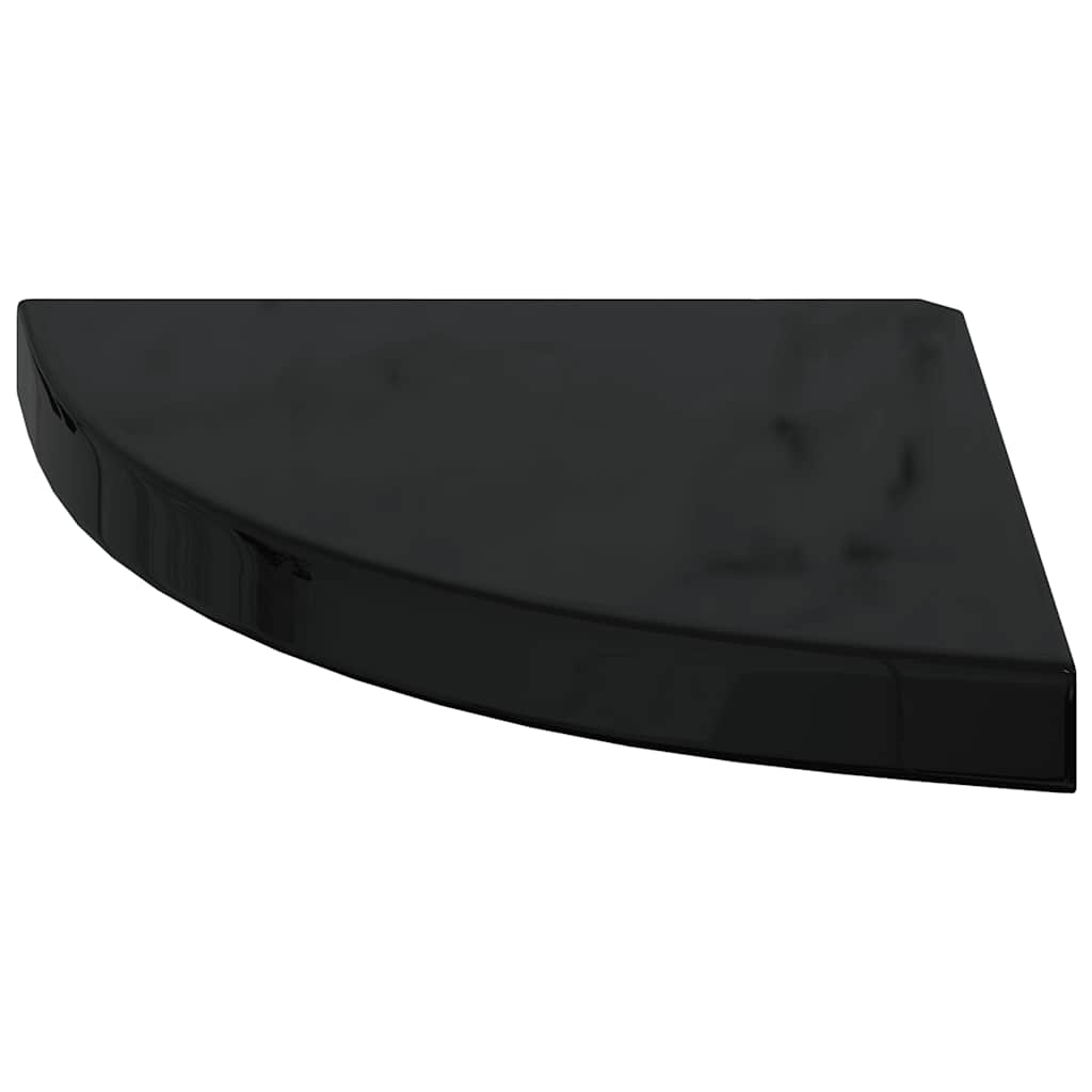 Eck-Schweberegale 2 Stk. Hochglanz-Schwarz 35x35x3,8 cm MDF