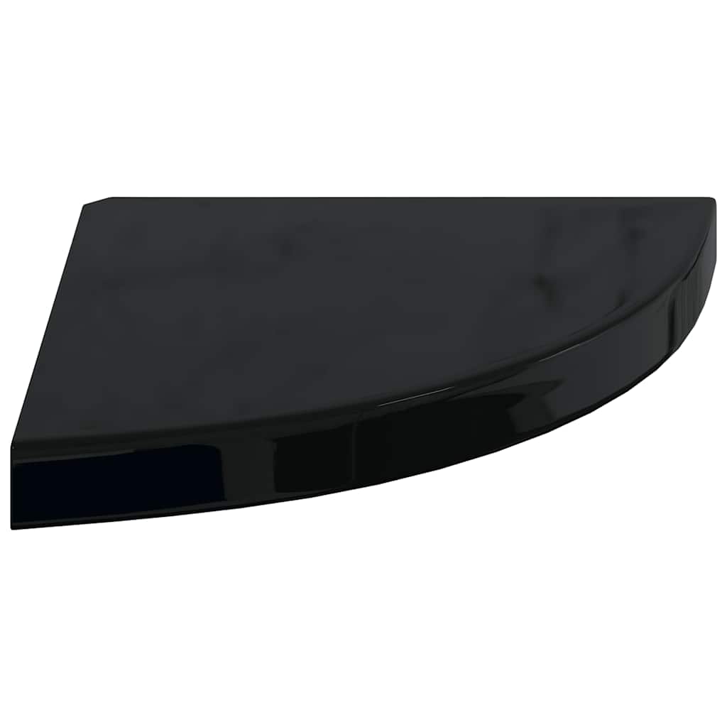 Eck-Schweberegale 2 Stk. Hochglanz-Schwarz 35x35x3,8 cm MDF