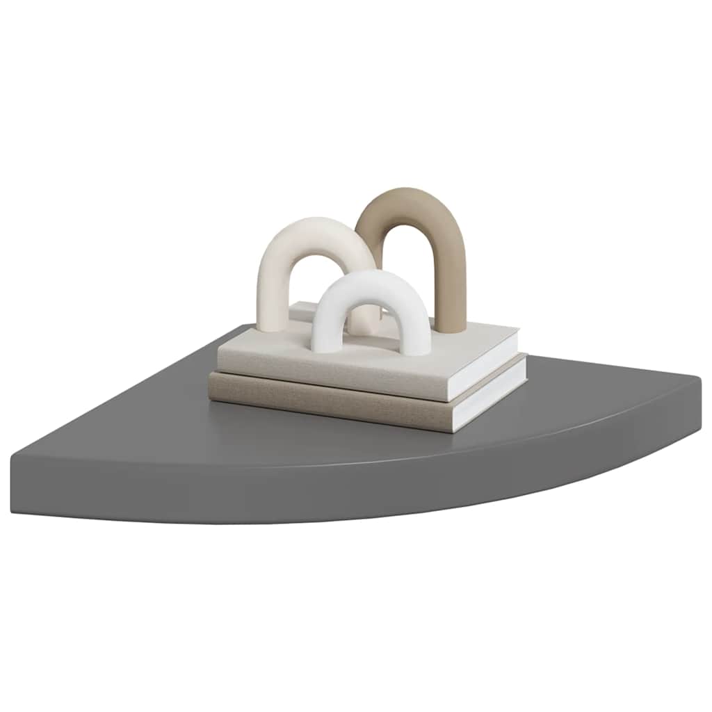 Eck-Schweberegal Hochglanz-Grau 35x35x3,8 cm MDF