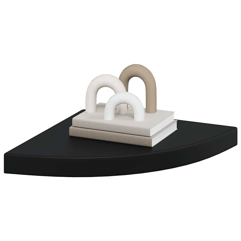 Eck-Schweberegal Schwarz 35x35x3,8 cm MDF