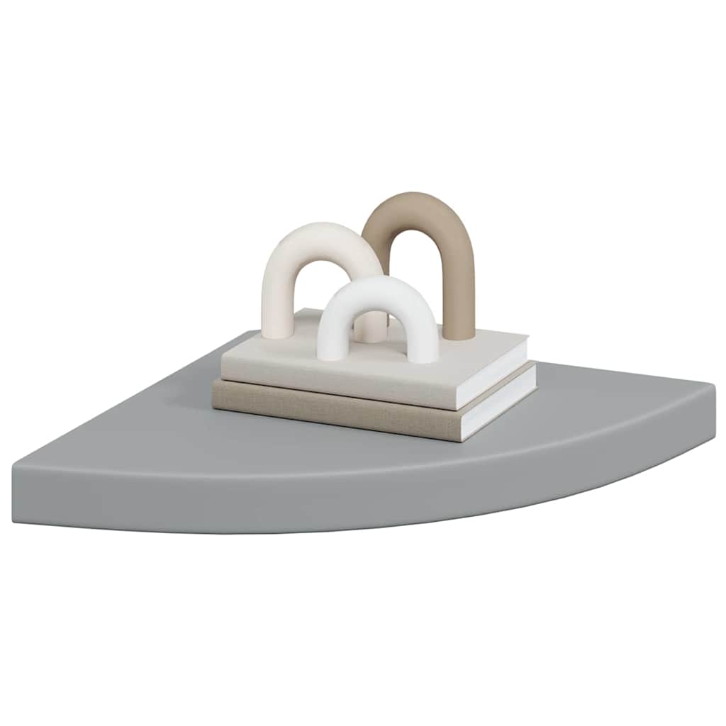 Eck-Schweberegale 2 Stk. Grau 35x35x3,8 cm MDF
