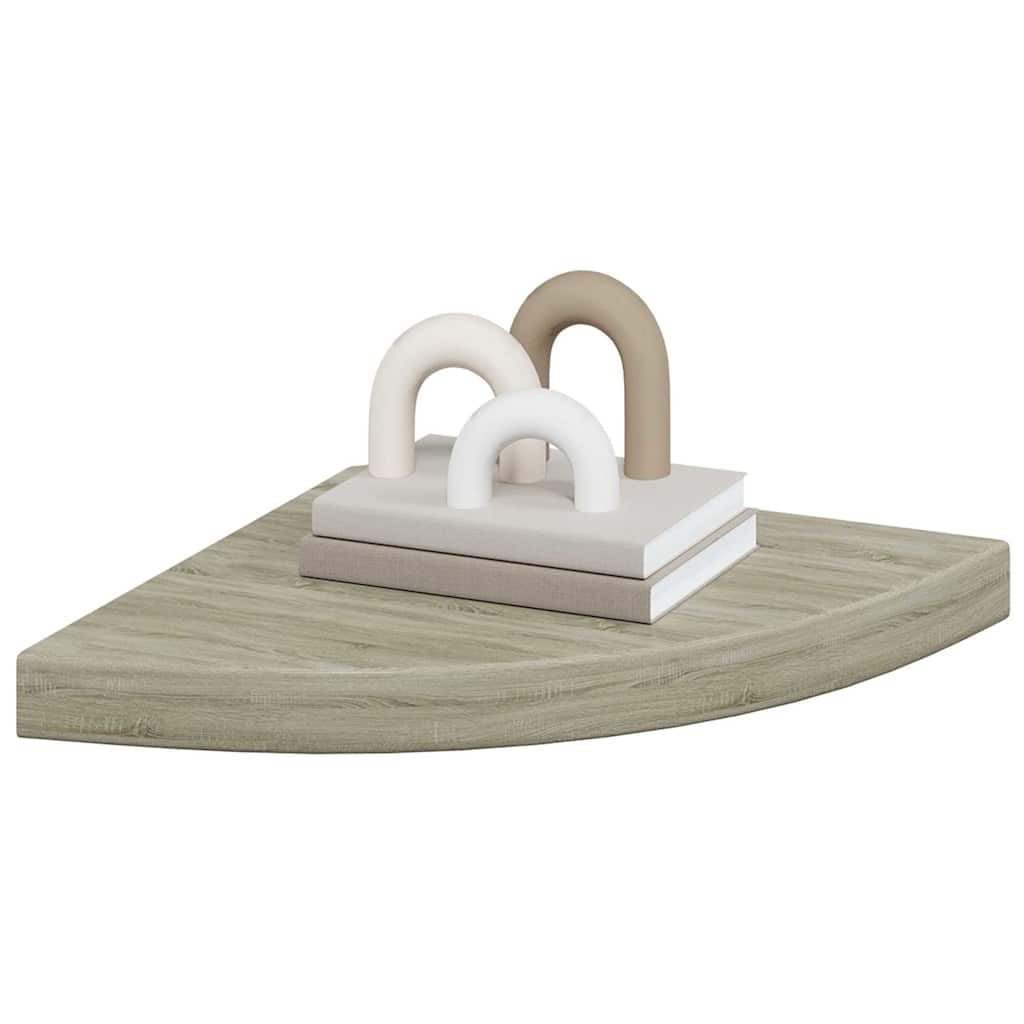 Eck-Schweberegale 2 Stk. Eichen-Optik 35x35x3,8 cm MDF