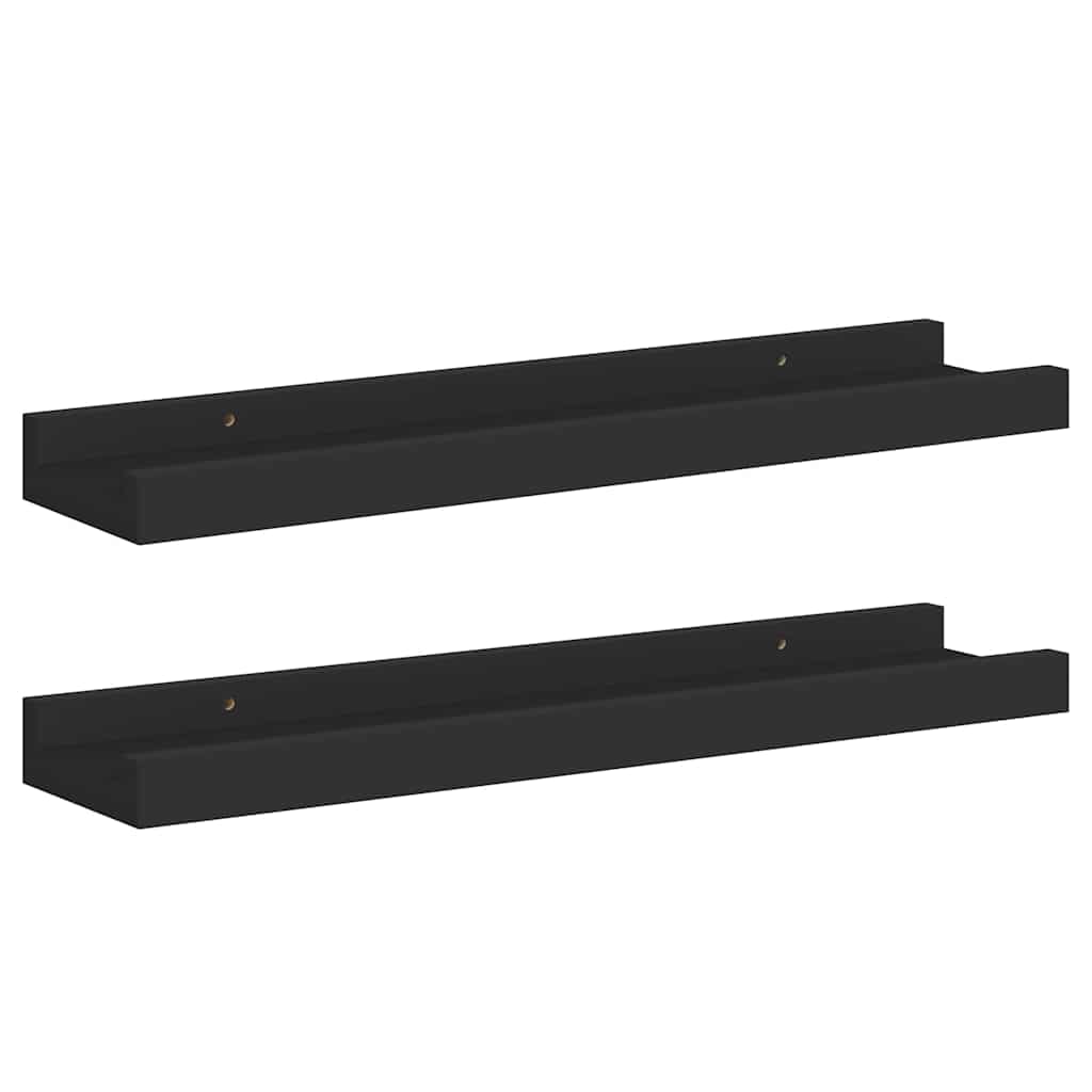 Bilderleisten 2 Stk. Schwarz 40x9x3 cm MDF