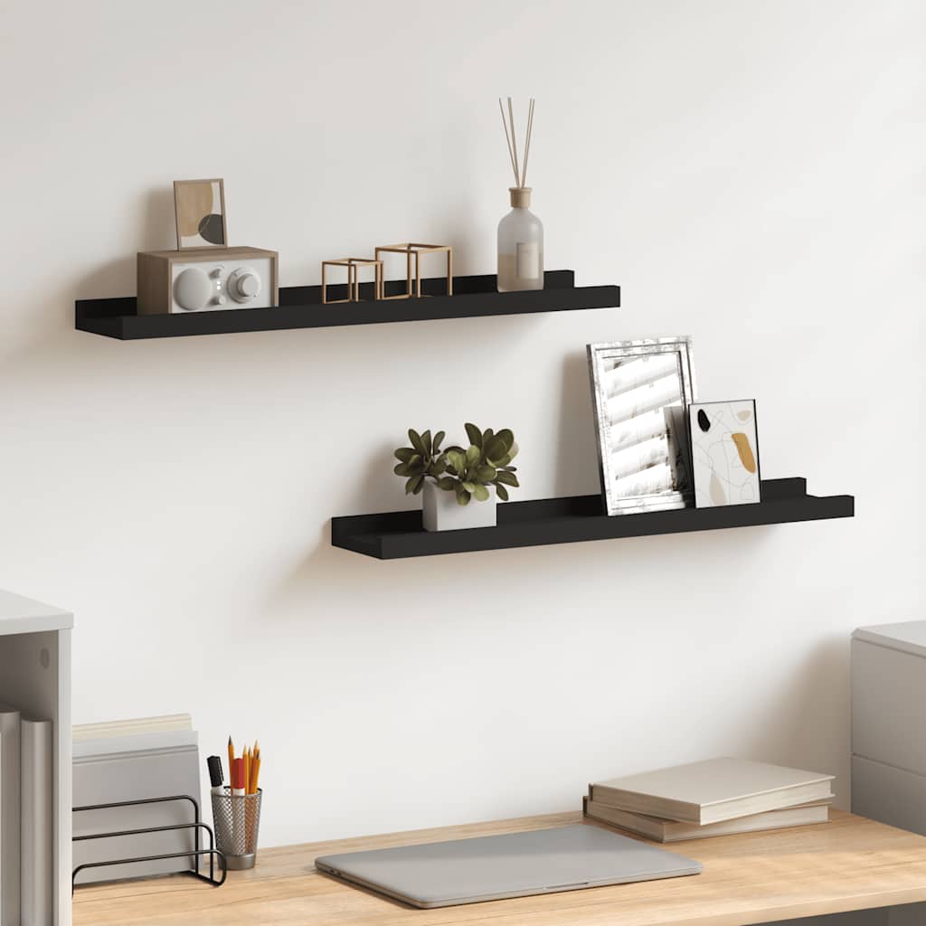 Bilderleisten 2 Stk. Schwarz 60x9x3 cm MDF