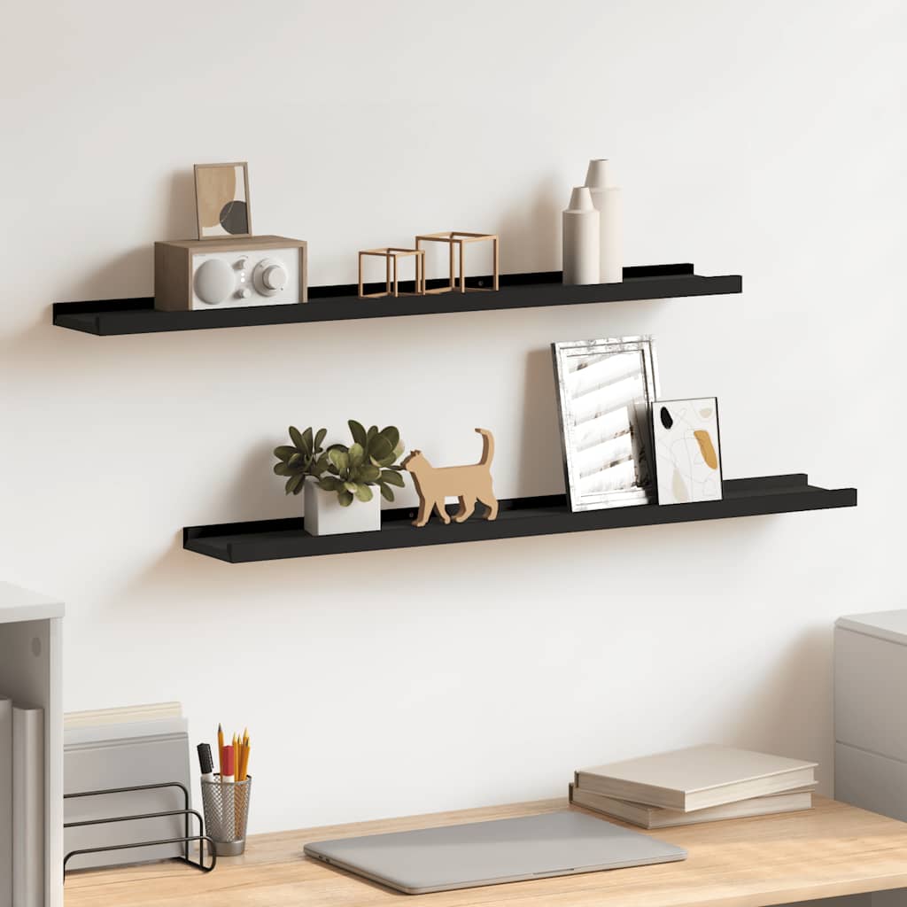 Bilderleisten 2 Stk. Schwarz 80x9x3 cm MDF