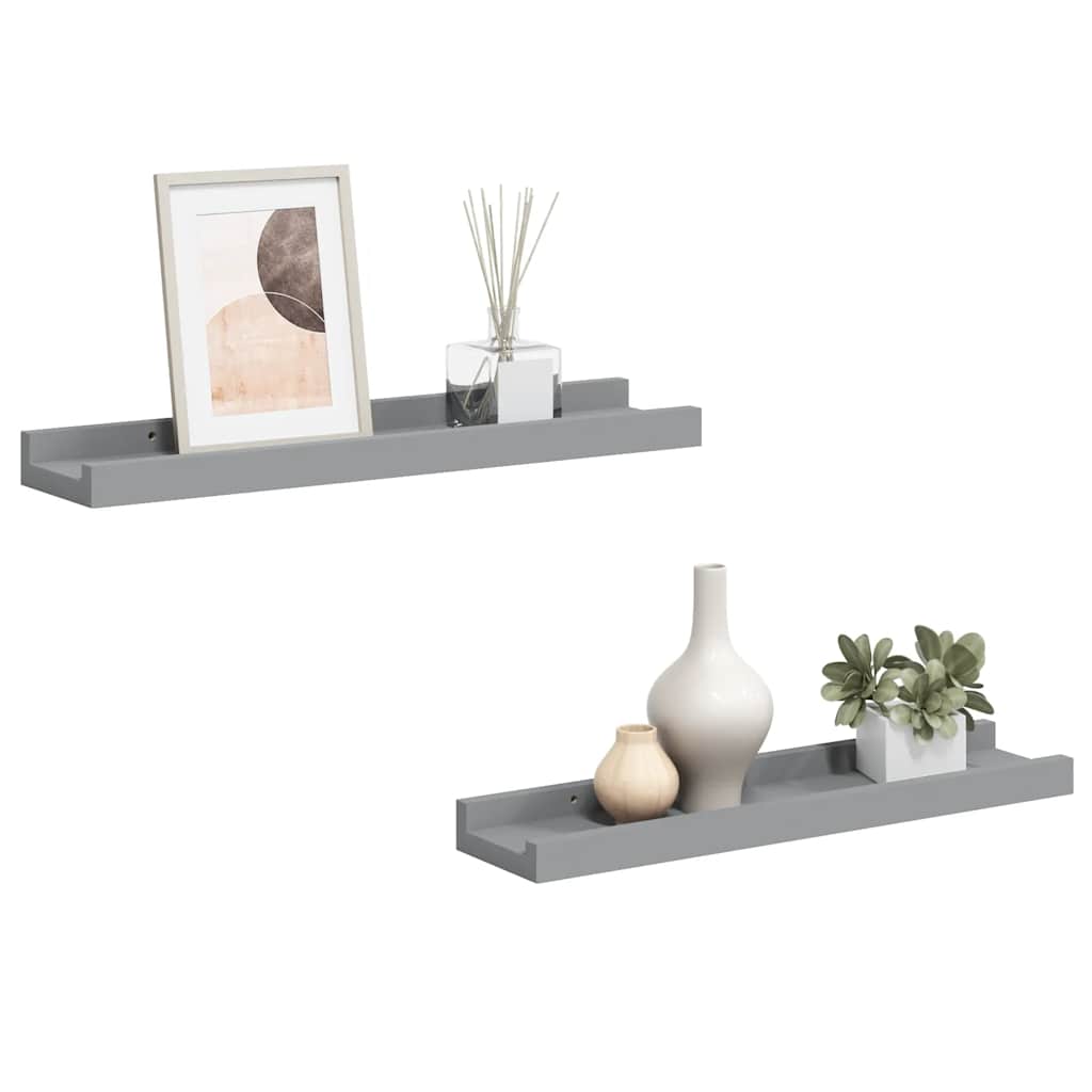 Bilderleisten 2 Stk. Grau 40x9x3 cm MDF