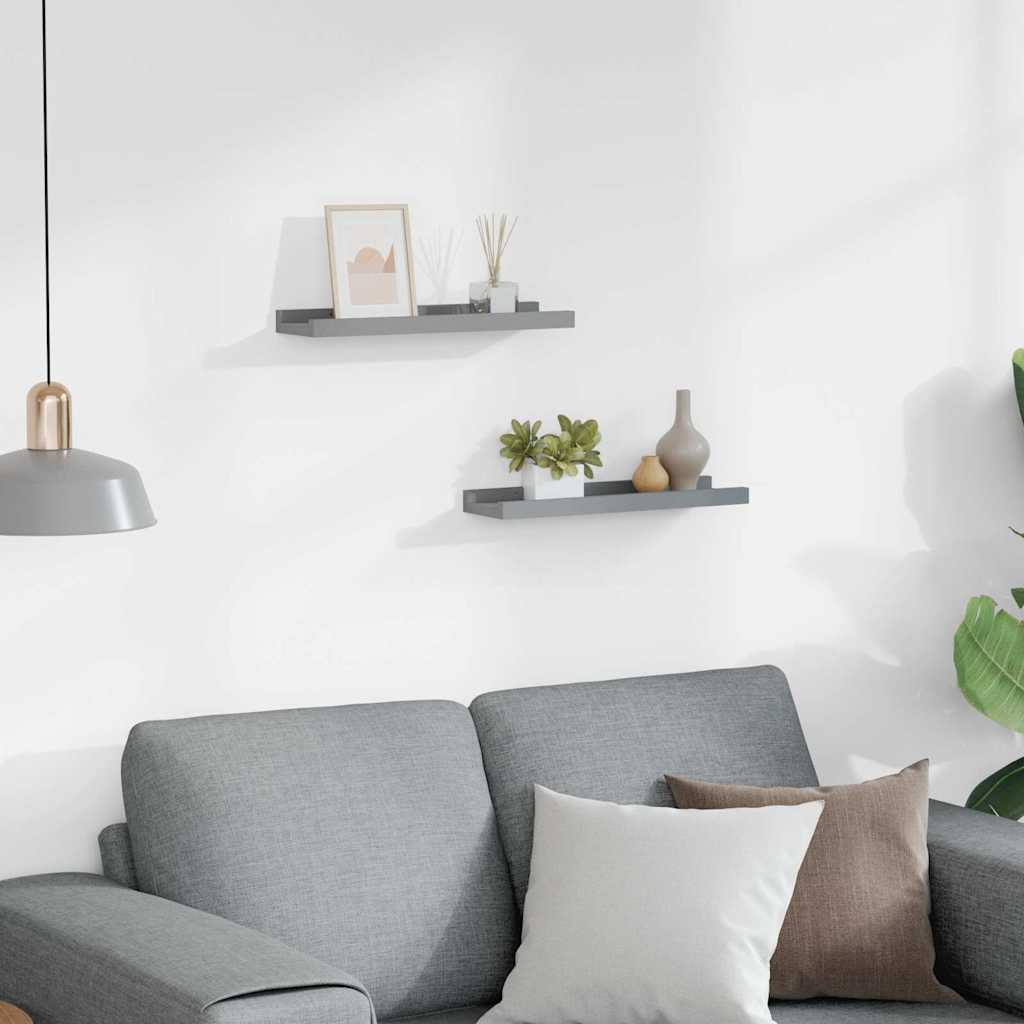 Bilderleisten 2 Stk. Grau 40x9x3 cm MDF