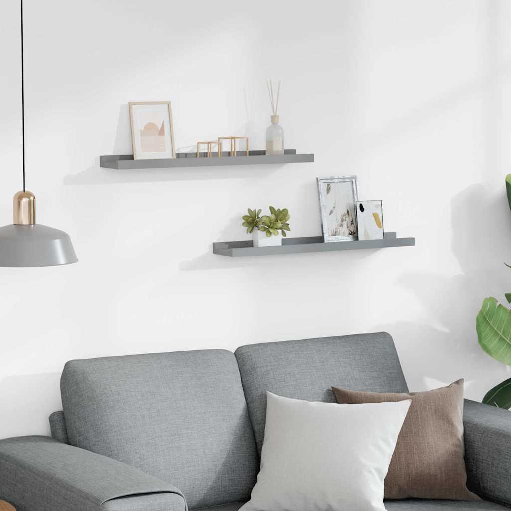 Bilderleisten 2 Stk. Grau 60x9x3 cm MDF