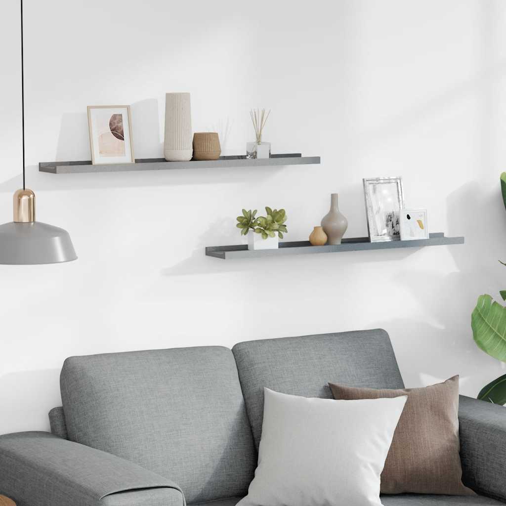 Bilderleisten 2 Stk. Grau 80x9x3 cm MDF