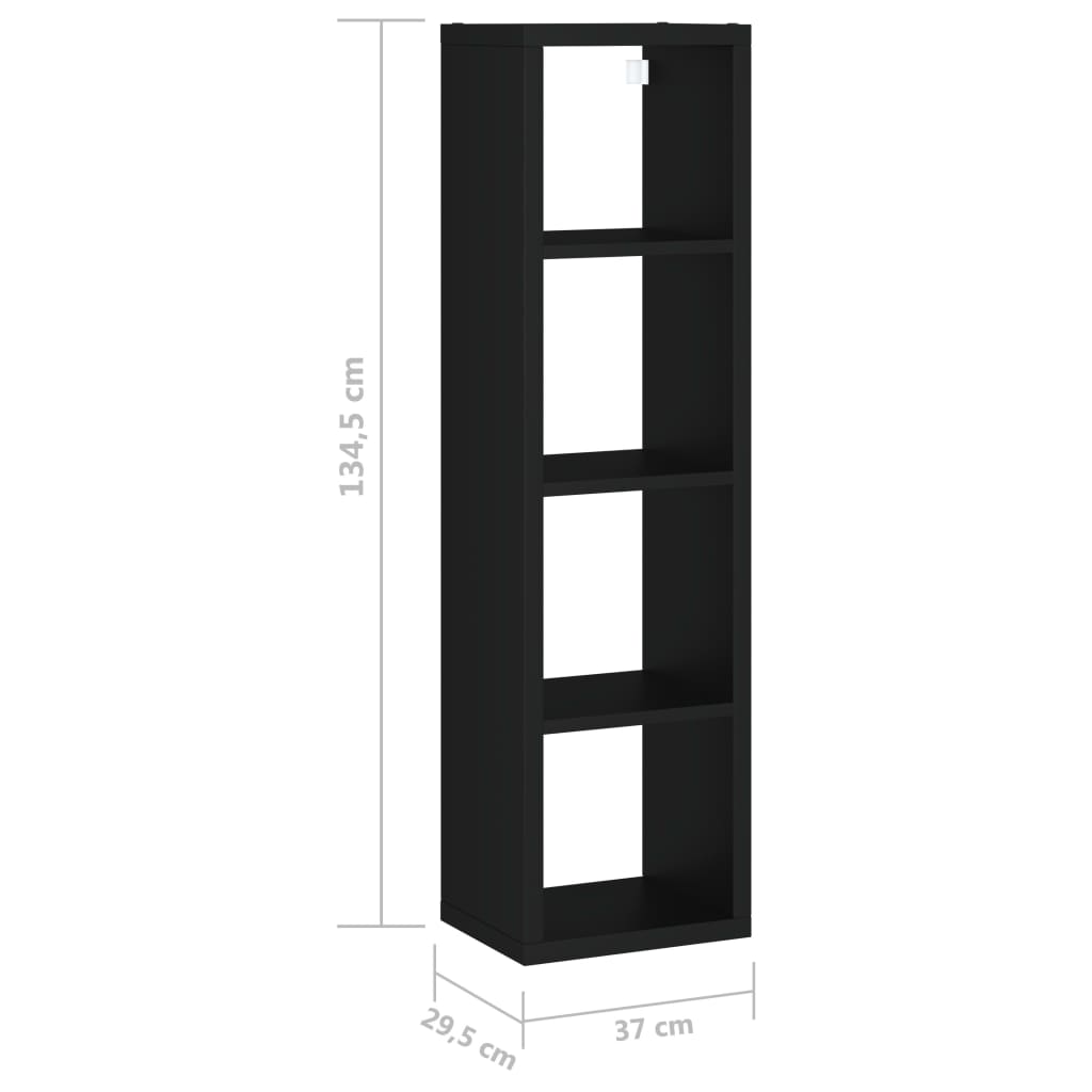 Würfelregal Schwarz 37x29,5x134,5 cm MDF