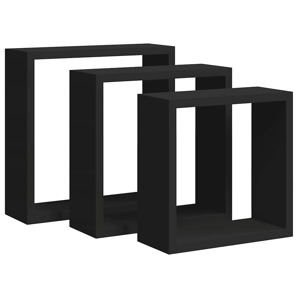 Würfelregale 3 Stk. Schwarz MDF