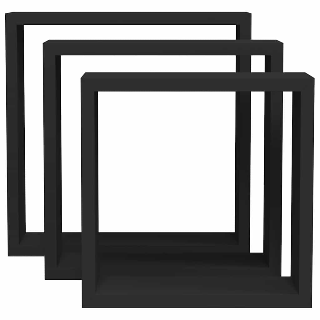 Würfelregale 3 Stk. Schwarz MDF