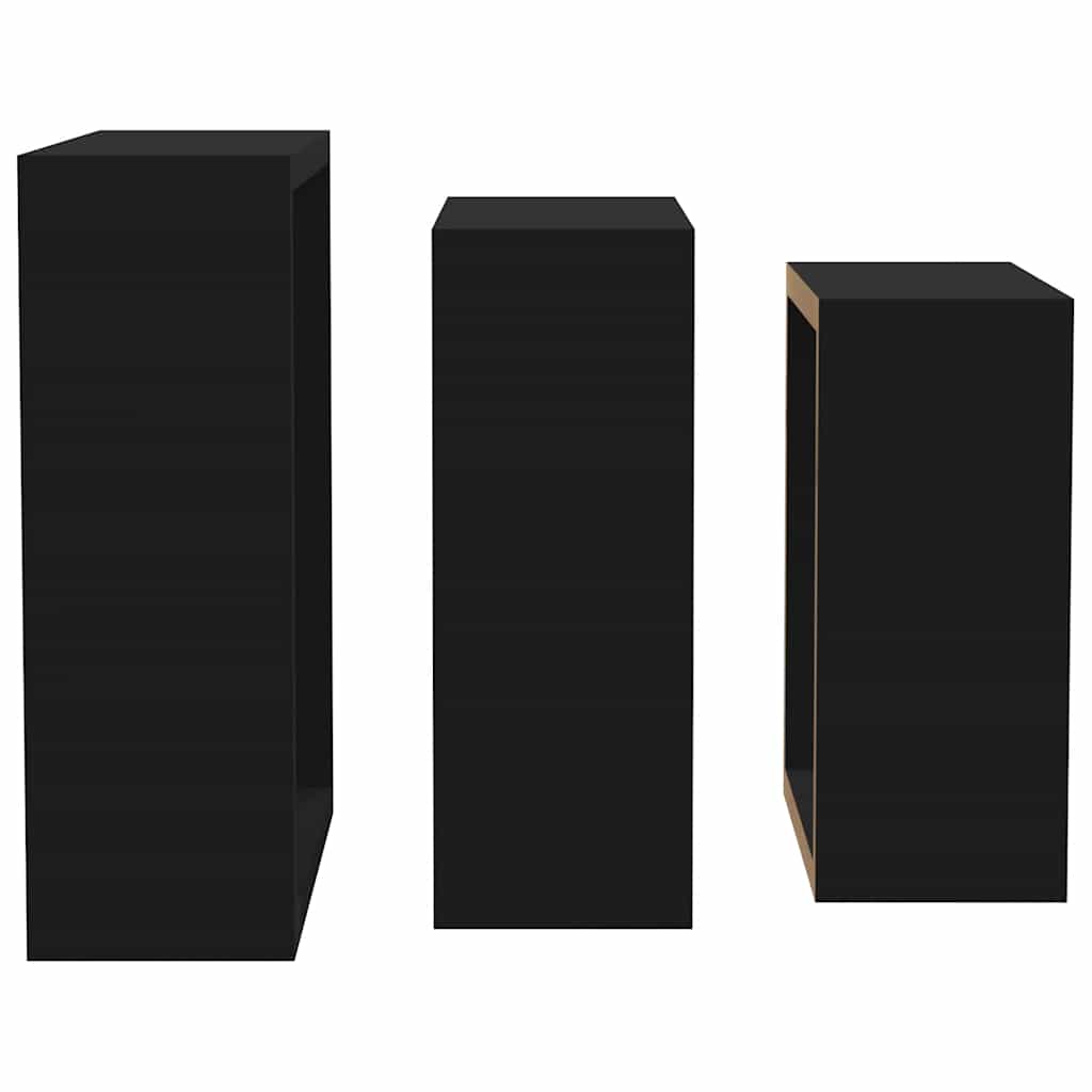 Würfelregale 3 Stk. Schwarz MDF