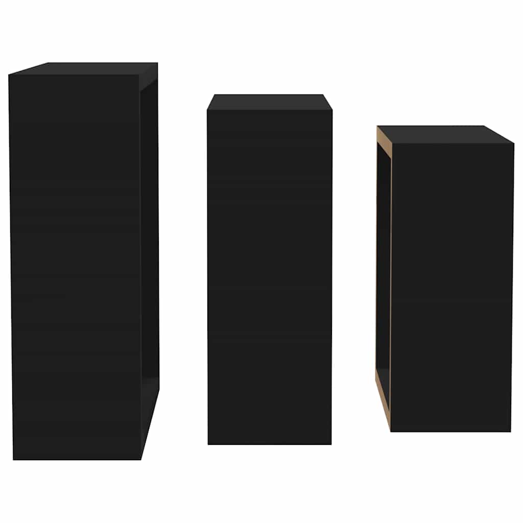 Würfelregale 3 Stk. Schwarz MDF
