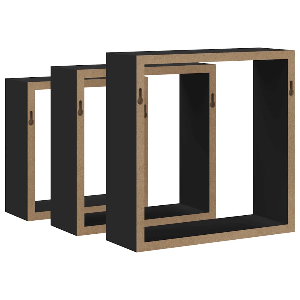 Würfelregale 3 Stk. Schwarz MDF
