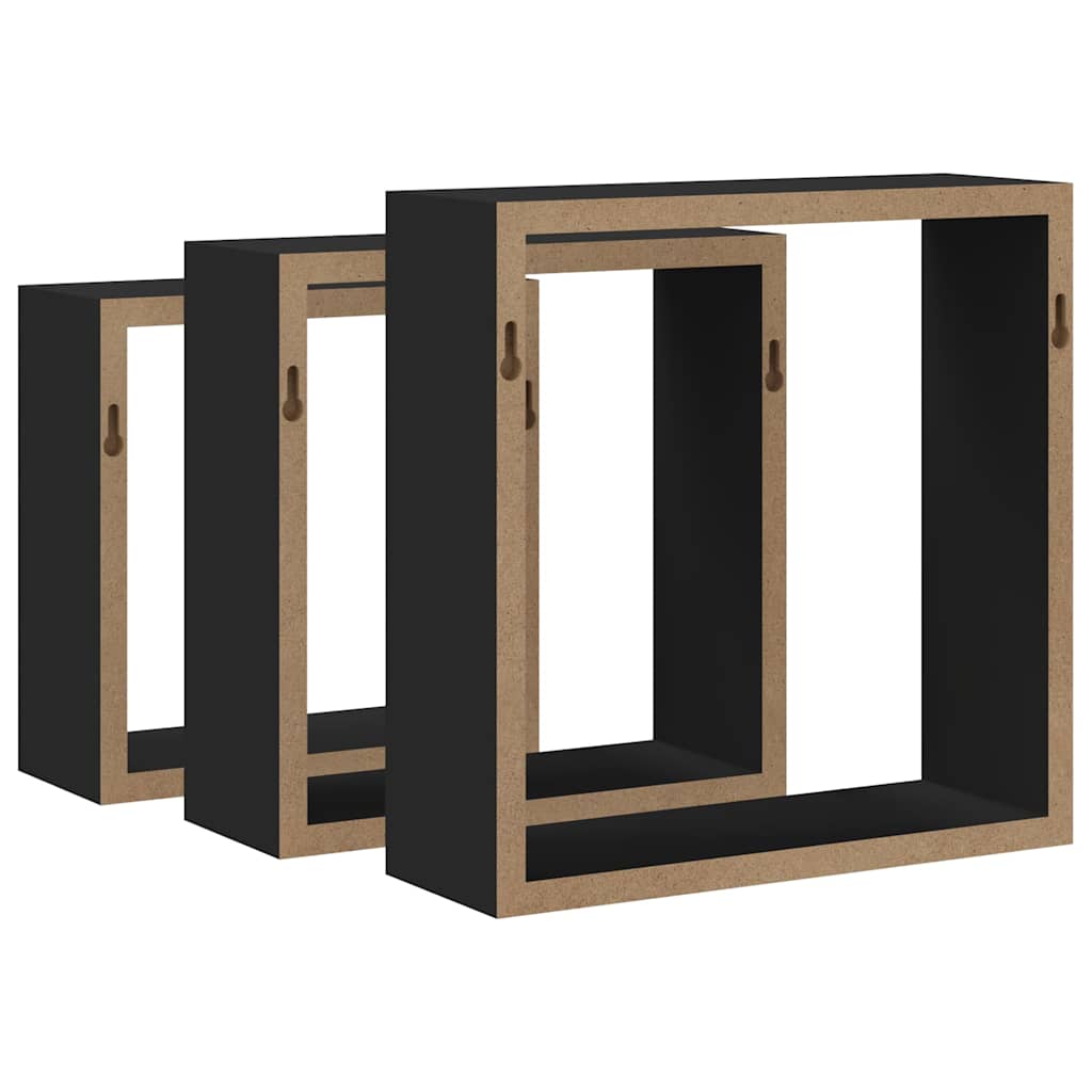Würfelregale 3 Stk. Schwarz MDF