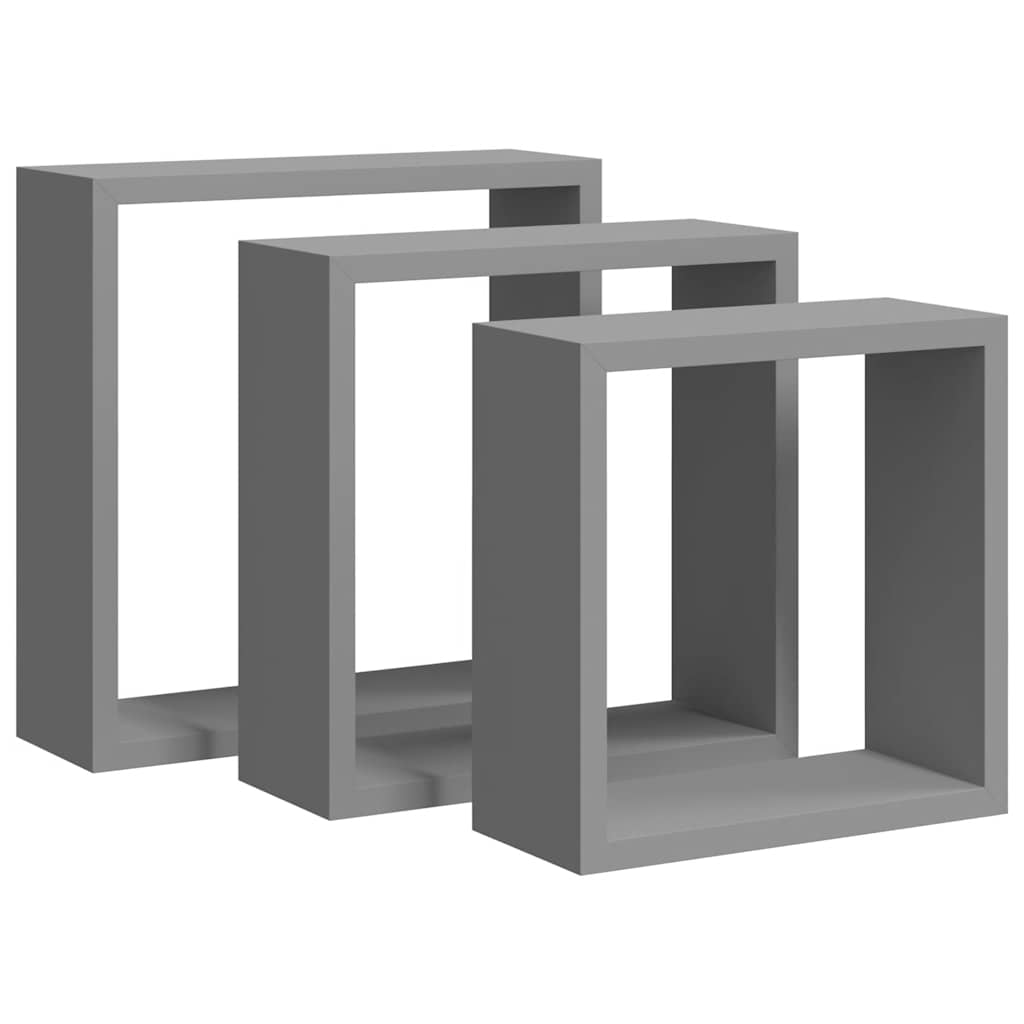 Würfelregale 3 Stk. Grau MDF