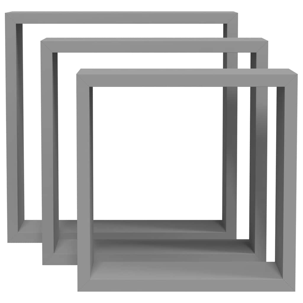 Würfelregale 3 Stk. Grau MDF