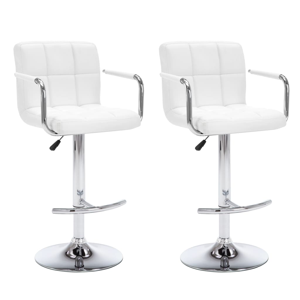 Barhocker 2 Stk. Weiß Kunstleder