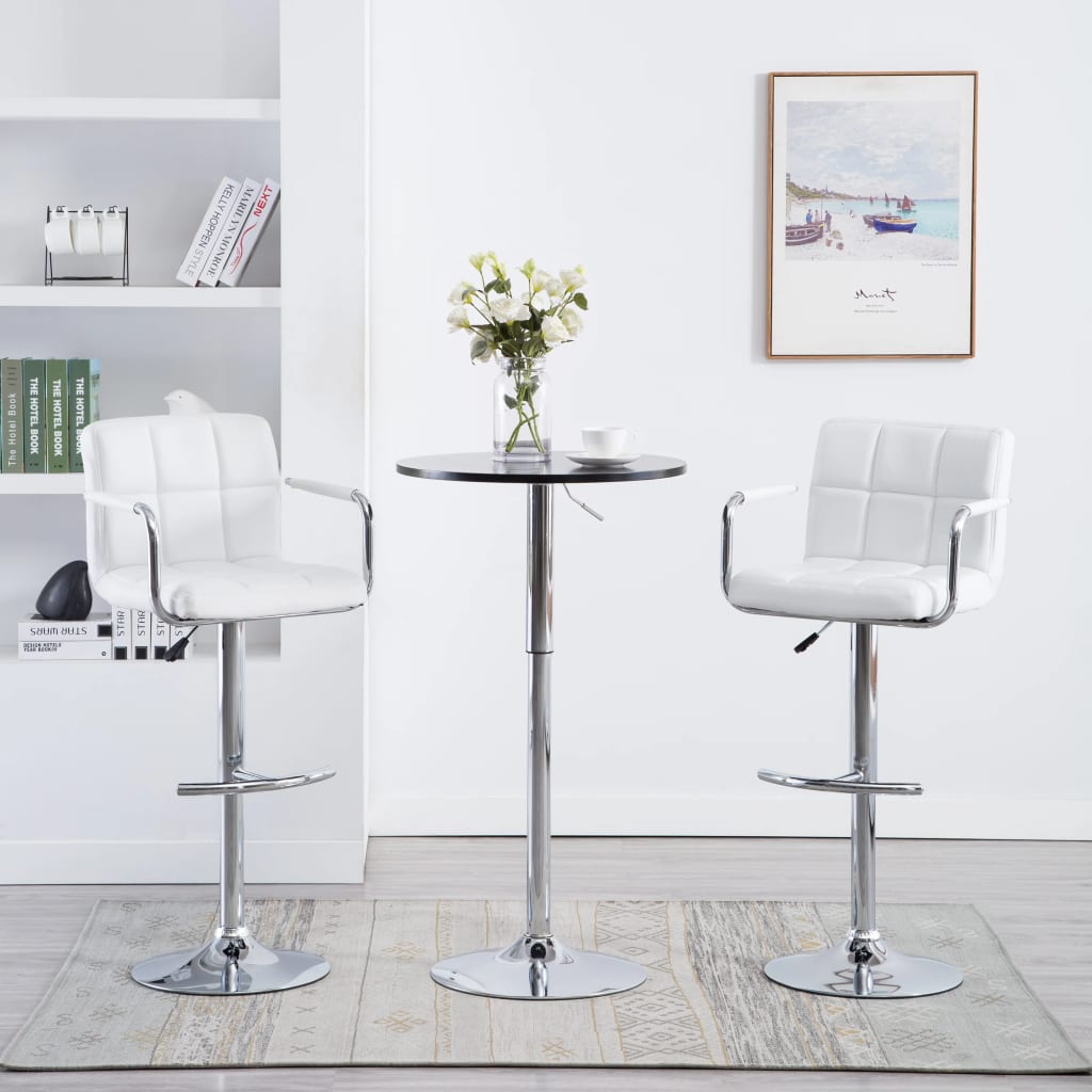 Barhocker 2 Stk. Weiß Kunstleder