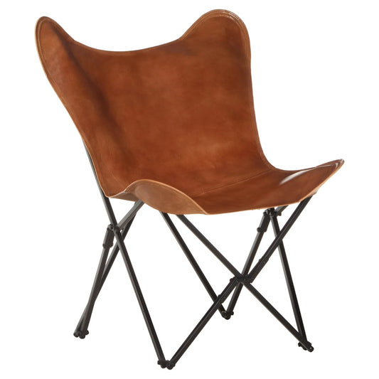 Butterfly-Sessel Klappbar Braun Echtleder