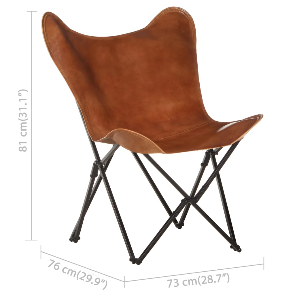Butterfly-Sessel Klappbar Braun Echtleder