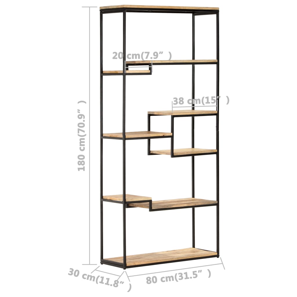 Bookshelf 80x30x180 cm Rough Mango Wood