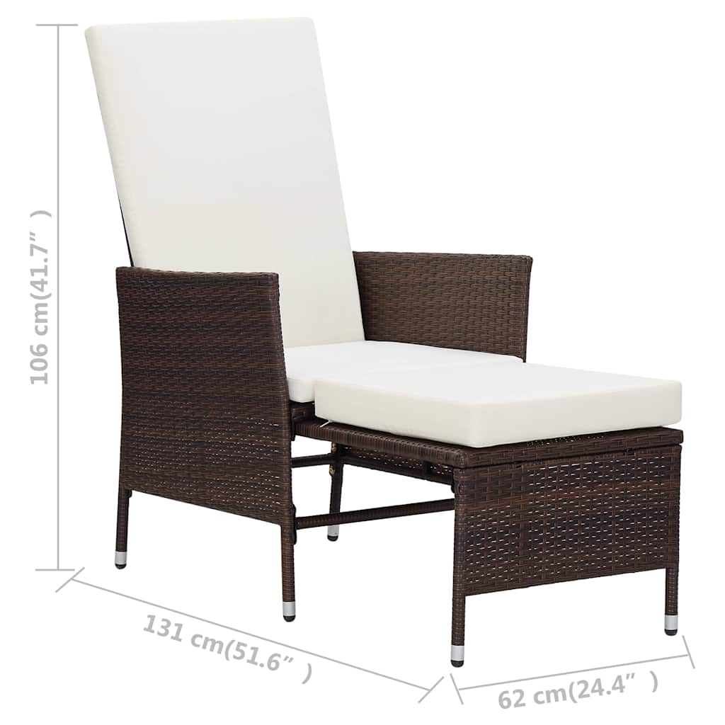 Garten-Liegestuhl mit Auflagen Poly Rattan Braun