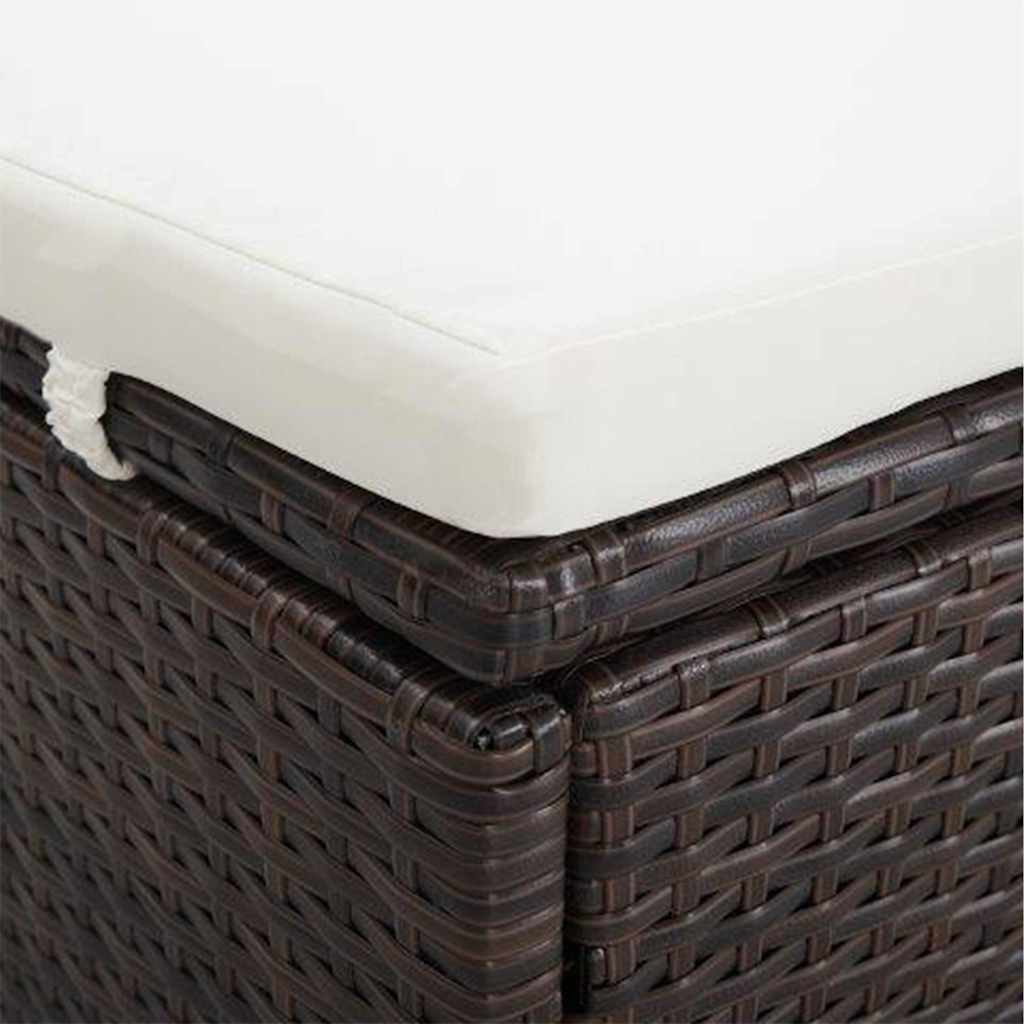 2-Personen-Sonnenliege mit Auflage Poly Rattan Braun