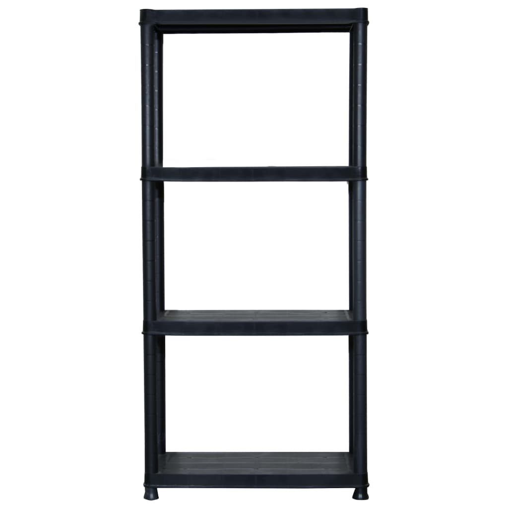 Étagère de rangement à 4 niveaux noire 61 x 30,5 x 130 cm en plastique