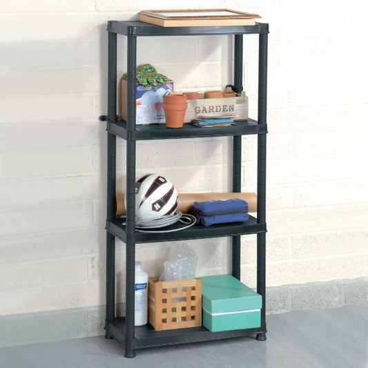 Étagère de rangement à 4 niveaux noire 61 x 30,5 x 130 cm en plastique