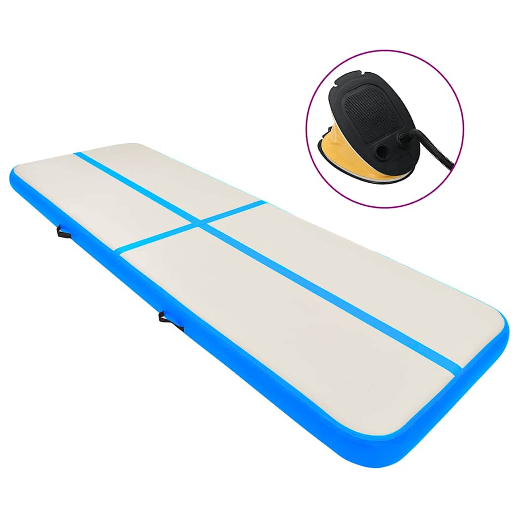 Aufblasbare Gymnastikmatte mit Pumpe 500x100x15 cm PVC Blau