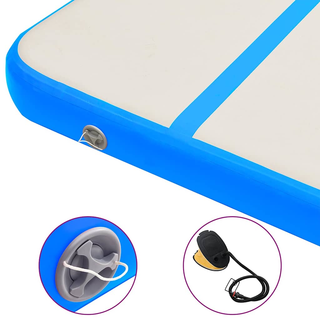 Aufblasbare Gymnastikmatte mit Pumpe 500x100x15 cm PVC Blau