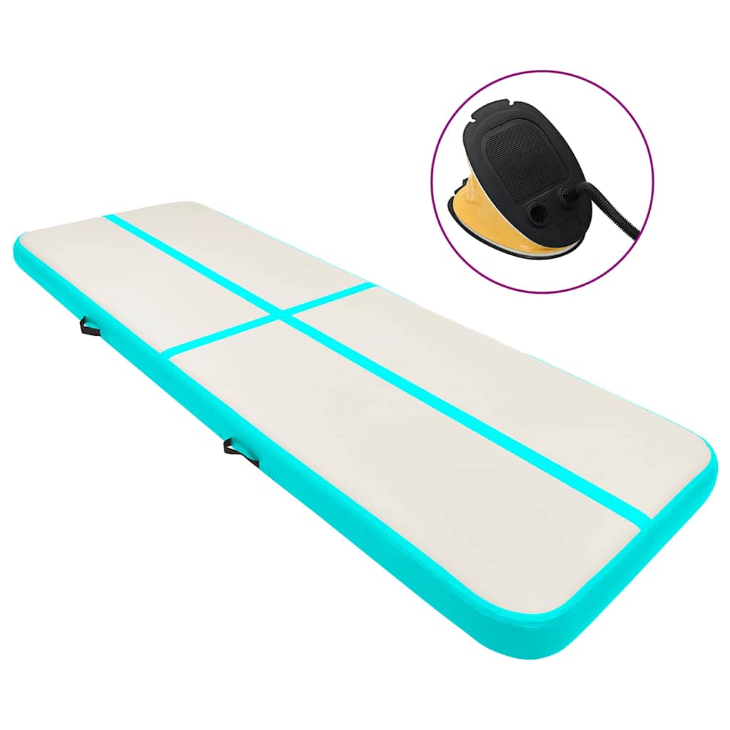 Aufblasbare Gymnastikmatte mit Pumpe 500x100x20 cm PVC Grün