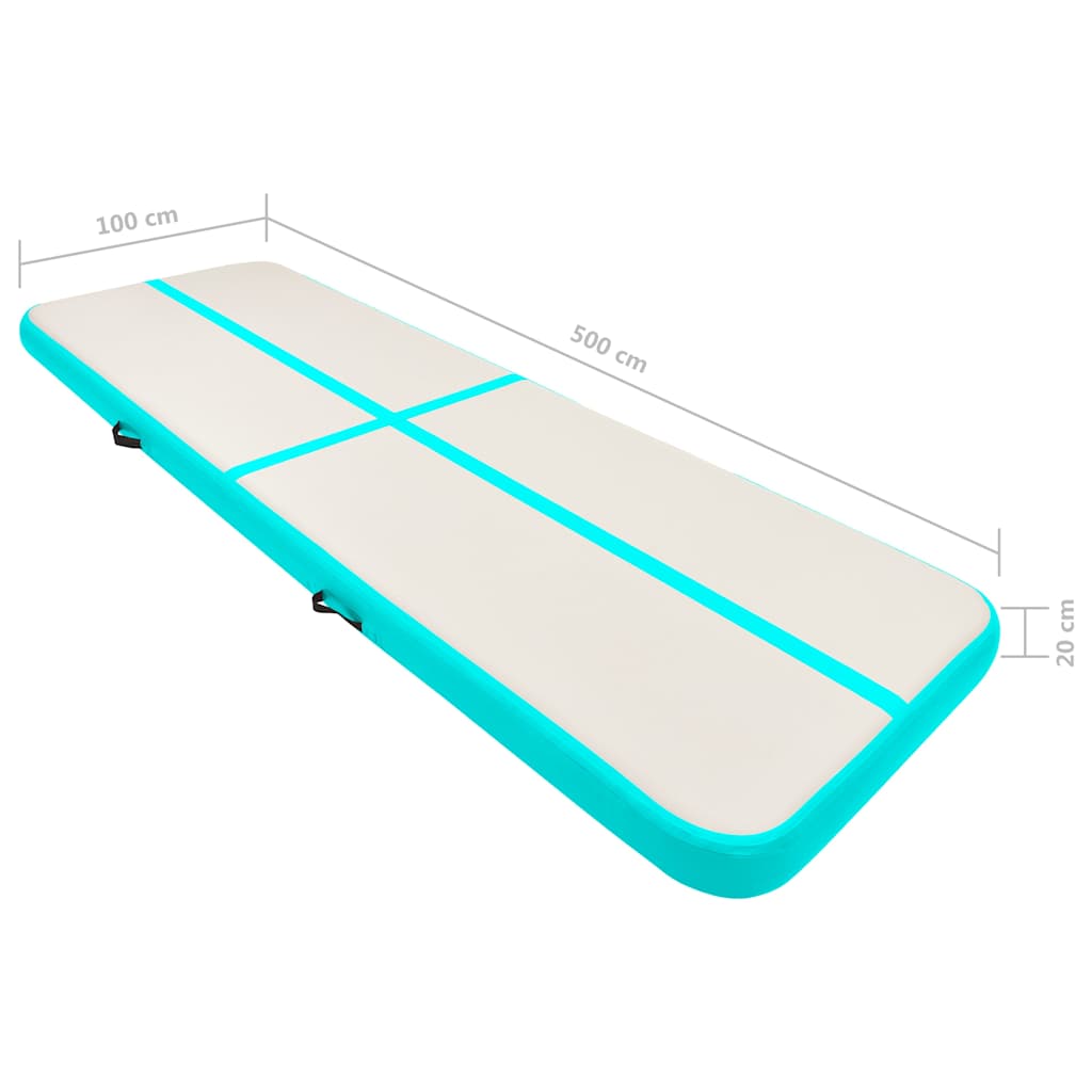 Aufblasbare Gymnastikmatte mit Pumpe 500x100x20 cm PVC Grün