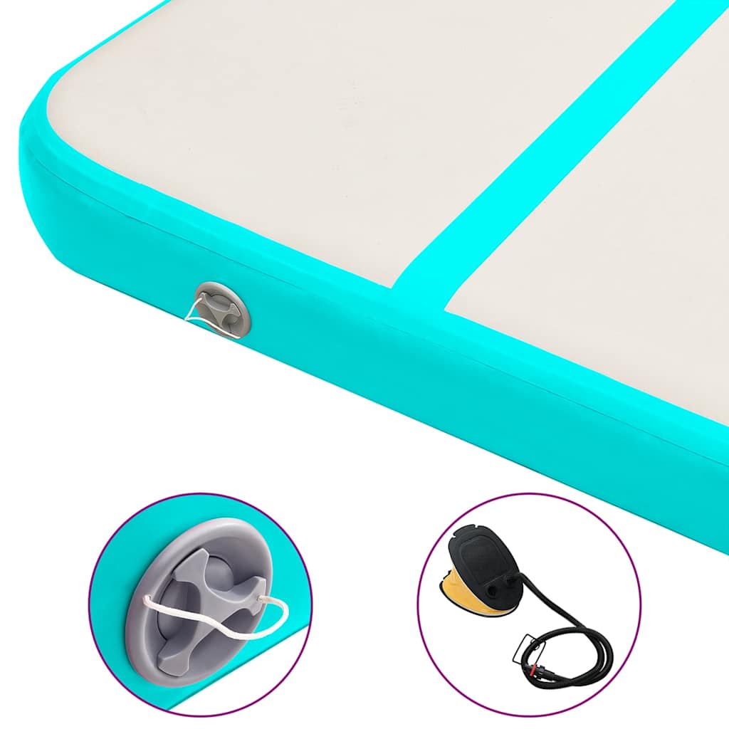 Aufblasbare Gymnastikmatte mit Pumpe 500x100x20 cm PVC Grün
